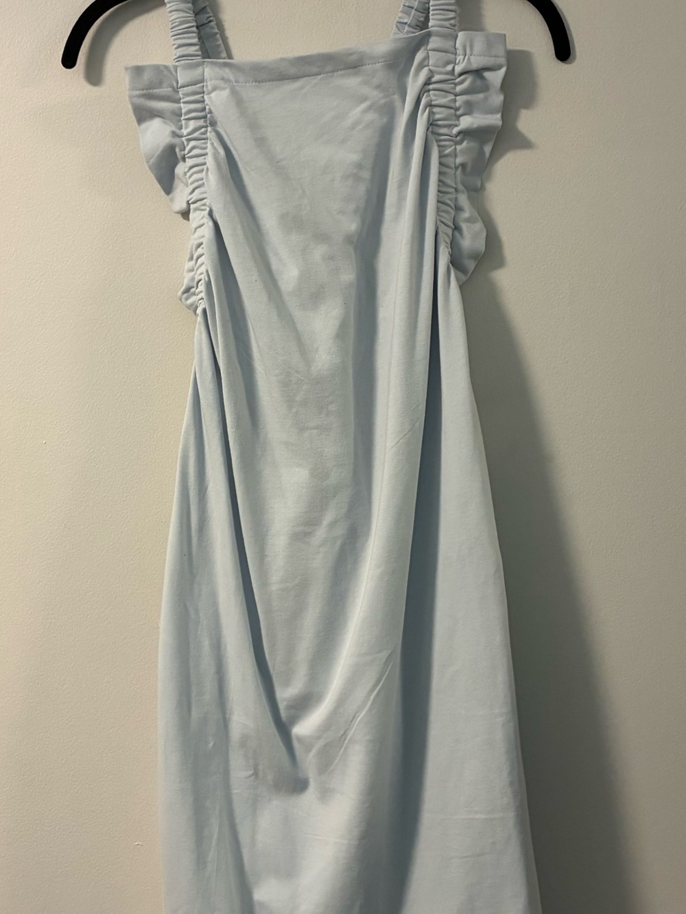Light Blue Ruffle-Trim Midi Dress